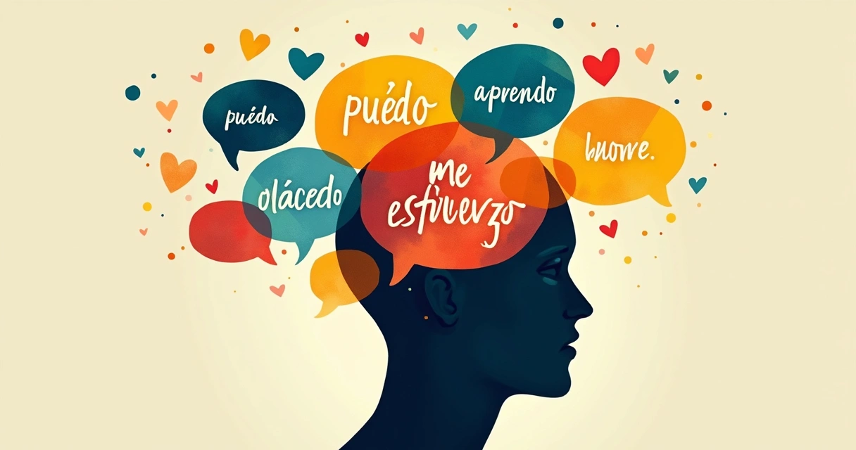 Ilustración mente positiva con pensamientos equilibrados 