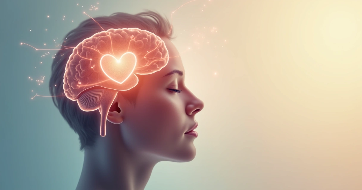 Representación visual de emociones y mente conectadas por líneas y colores sutiles