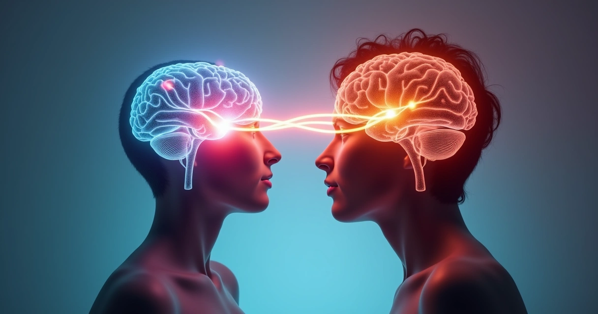 Cerebro y corazón conectados con colores suaves 