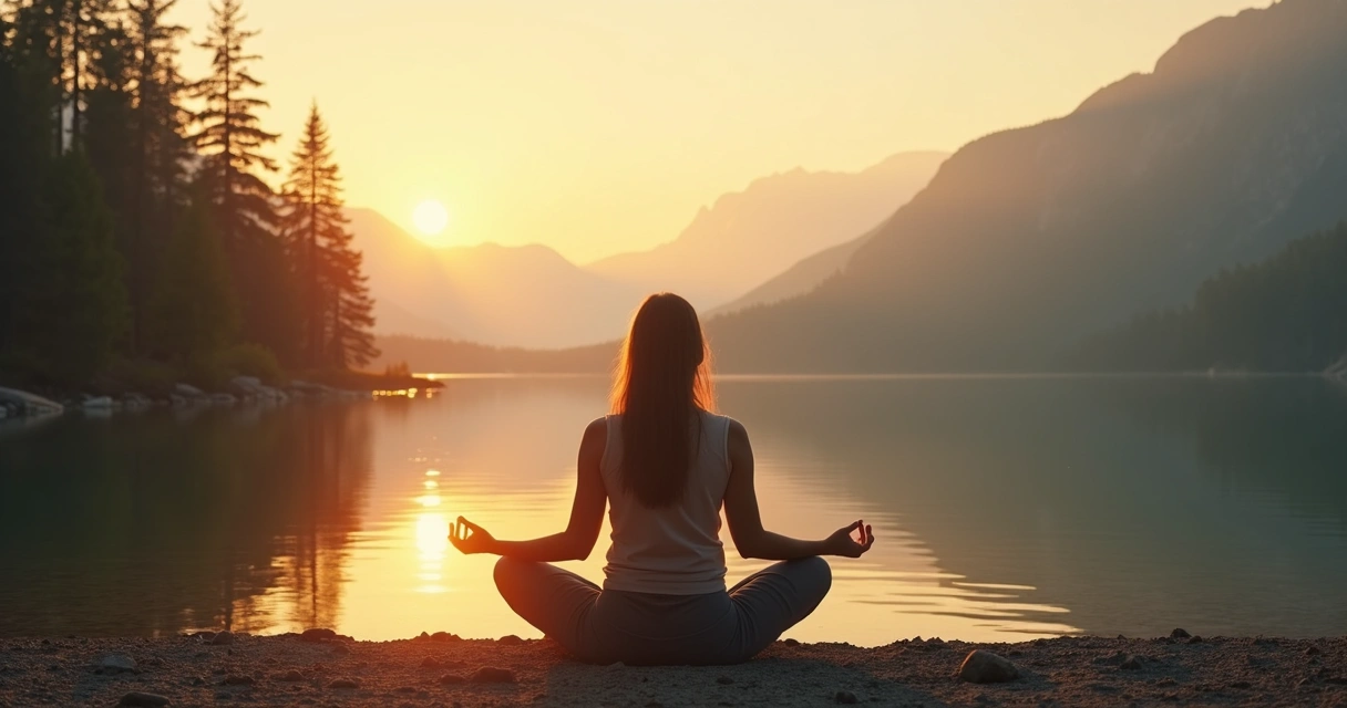 Equilibrio mental representado por una persona en meditación en un entorno natural