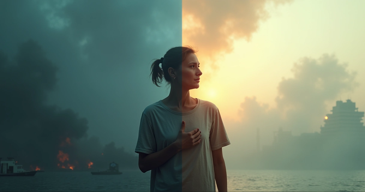 Pessoa dividida entre reação impulsiva e atitude responsável 