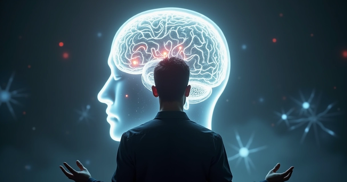 Pessoa olhando para labirinto dentro de uma cabeça iluminada 