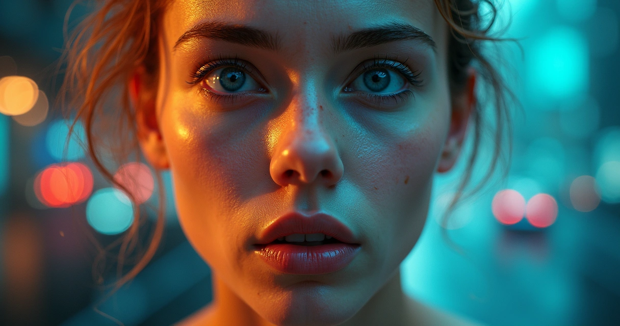 Rostro dividido entre mente reactiva caótica y mente consciente serena 