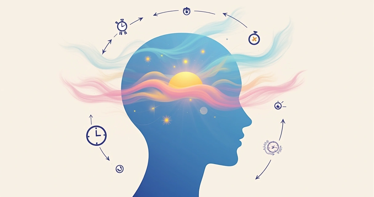 Ilustração de uma mente humana refletindo com cores em volta 