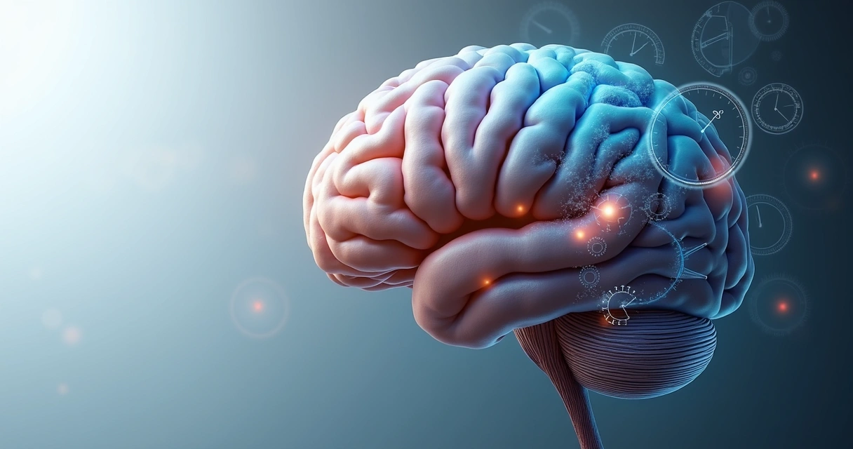 Cérebro humano iluminado com áreas de ativação 