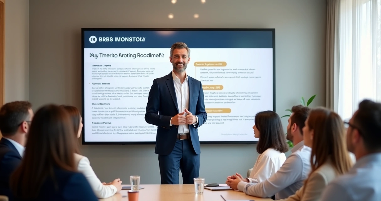Mentor apresentando proposta de mentoria com confiança