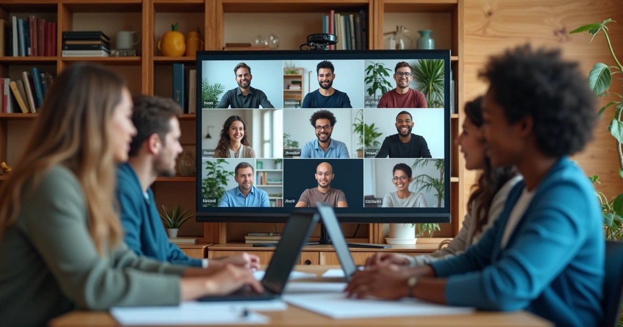 Grupo em videoconferência durante mentoria online 
