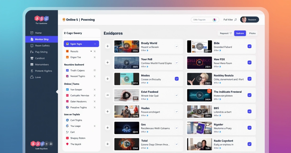 Organização de conteúdos de mentoria em categorias e playlists 