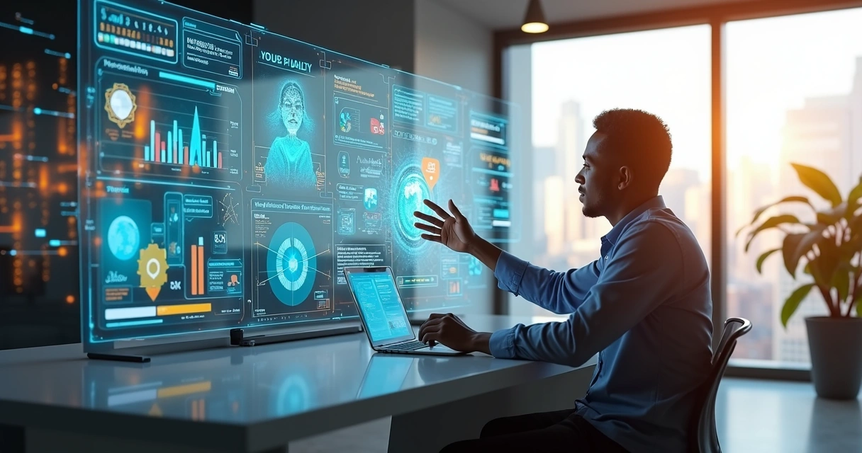 Mentor usando tecnologia de IA em plataforma digital para mentorias personalizadas 