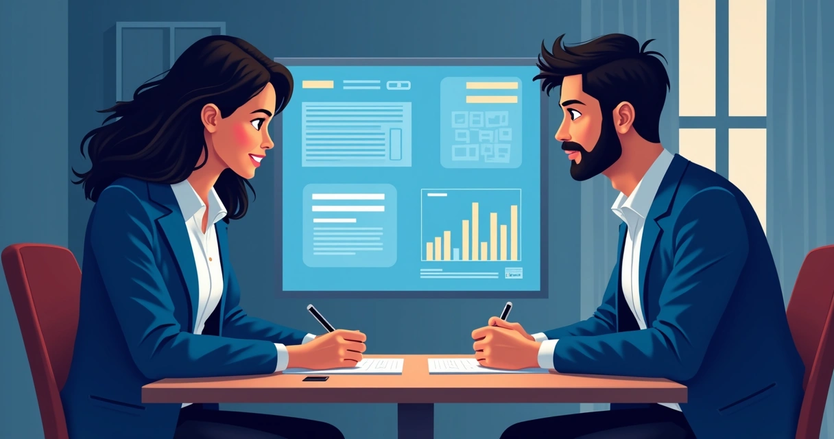 Mentor orientando líder em sessão individual com tela de anotações
