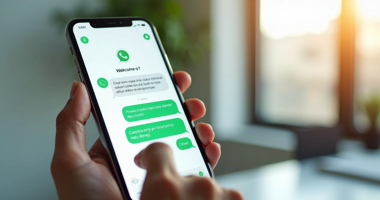 Tela de celular com menu inicial de chatbot claro e objetivo 