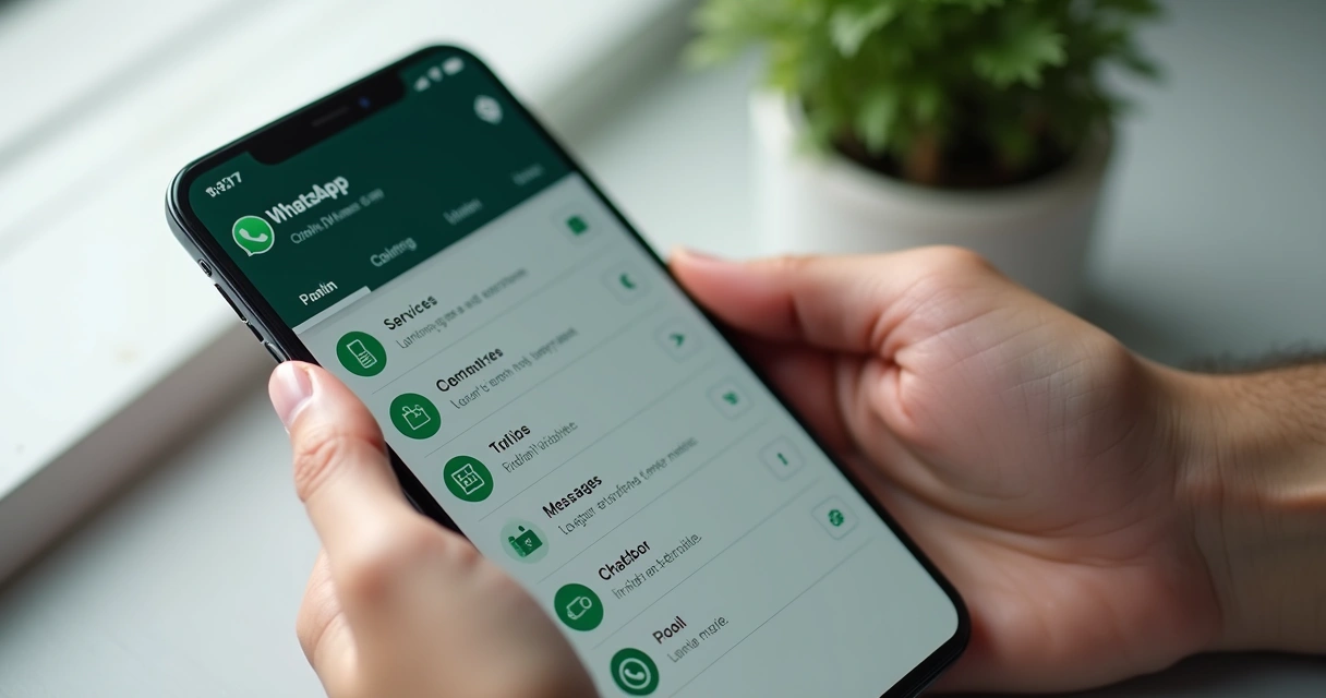 Tela de WhatsApp mostrando menu interativo de opções automáticas 