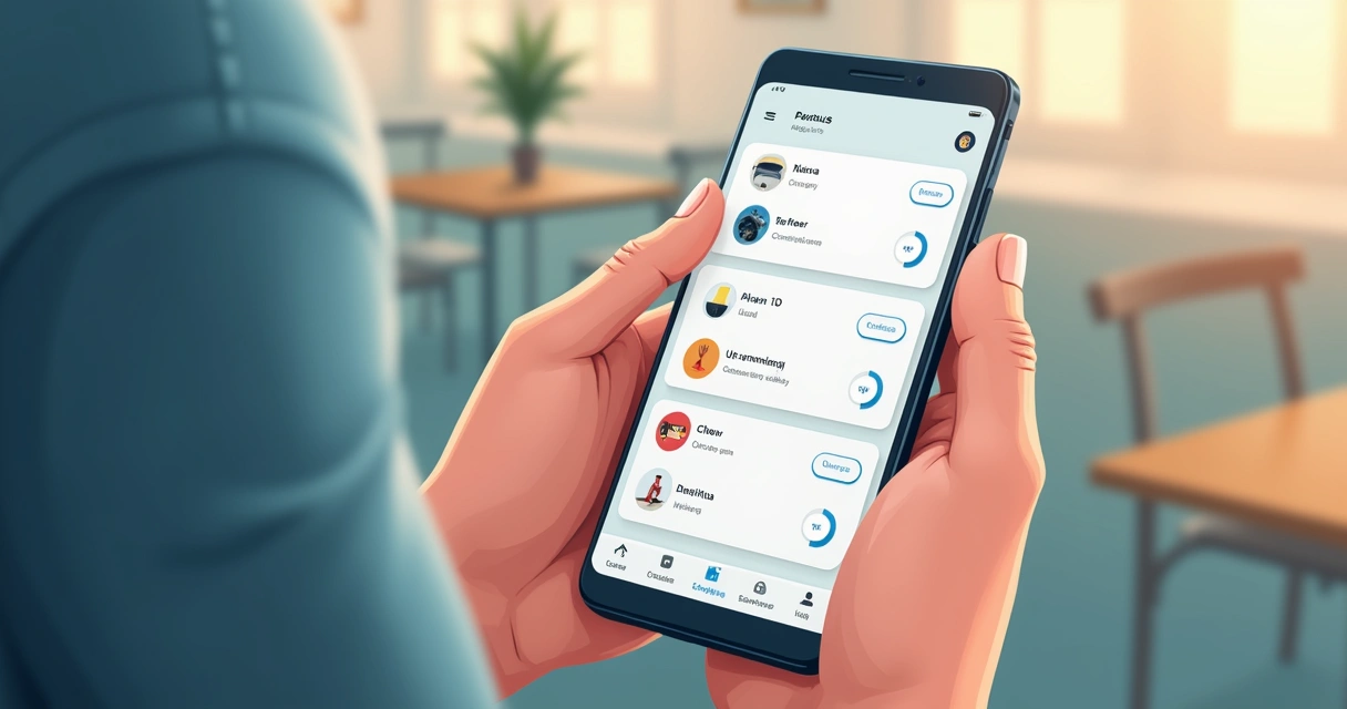 Menu simplificado de navegação em celular mostrando categorias de loja online