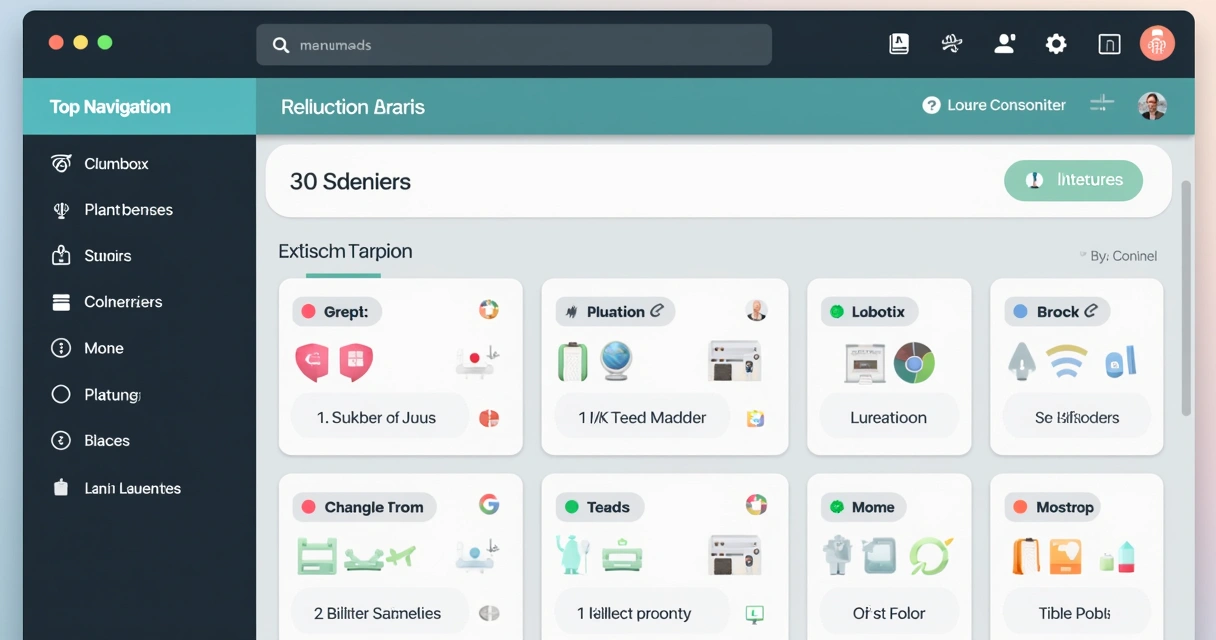 Menu intuitivo de site com barras claras e categorias bem organizadas 