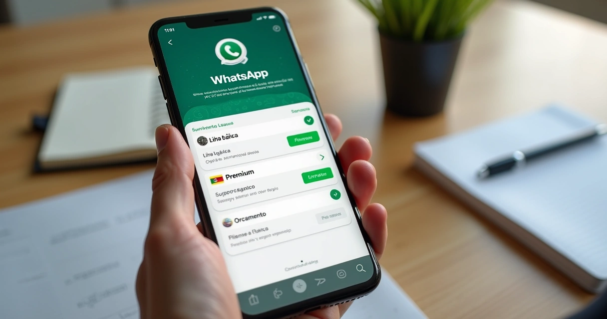 Menu de atendimento no WhatsApp com categorias de produtos