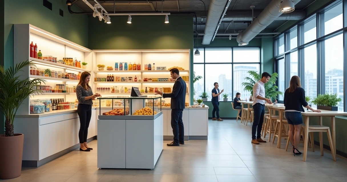 Mini mercado autônomo em escritório corporativo 