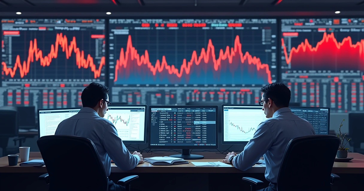 Gráfico financeiro indicando queda das bolsas de valores globais 