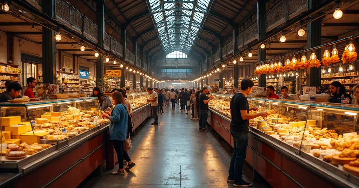 Mercado Central de Belo Horizonte com turistas visitando barracas de comidas típicas mineiras 