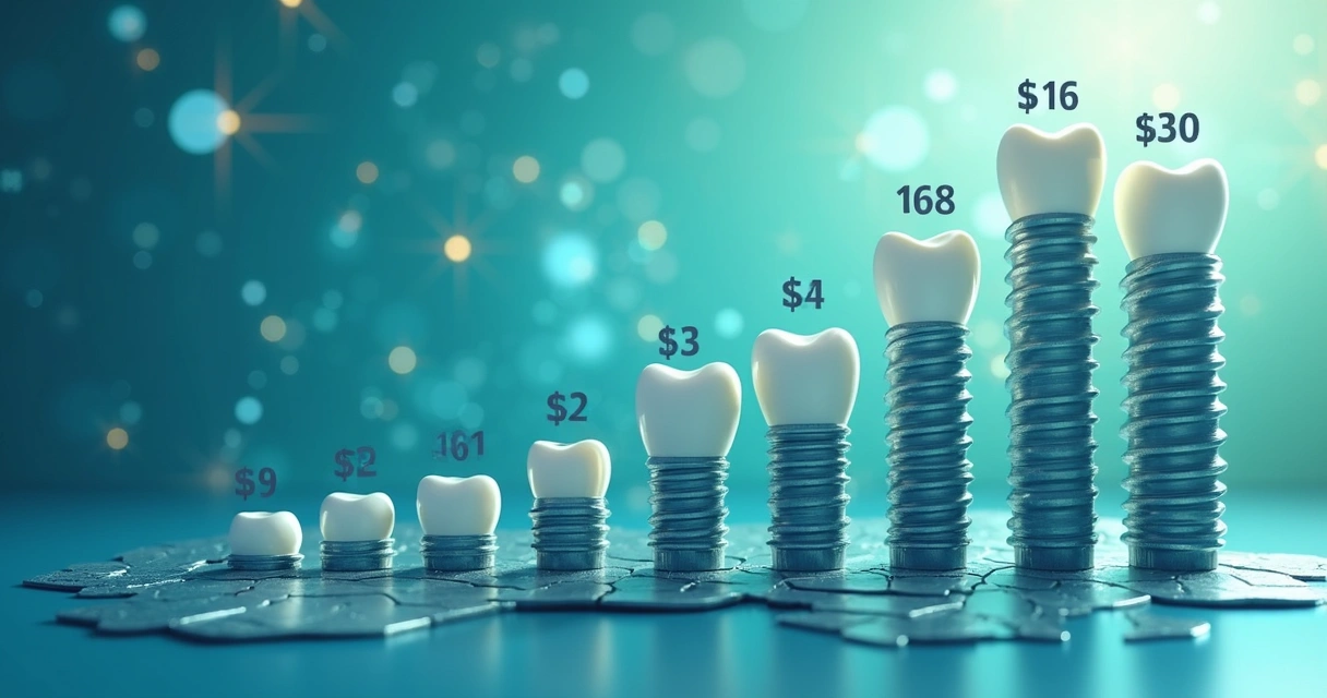Gráfico colorido mostrando o crescimento do mercado global de implantes dentários ao longo dos anos 