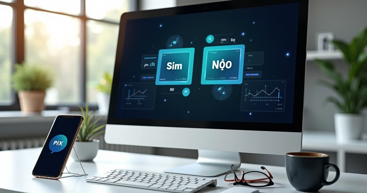 Tela de computador mostrando contratos de Sim e Não em mercado de previsões com gráficos de probabilidade e valores em reais 