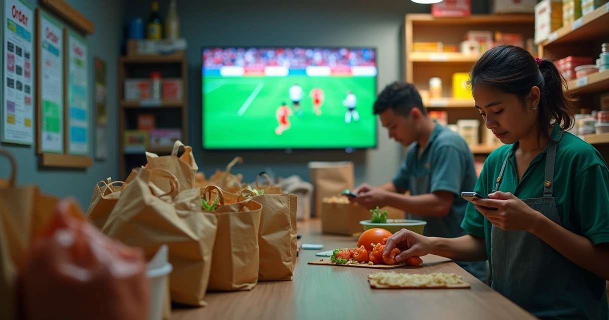 Mercado organizando pedidos de delivery em época de jogos 