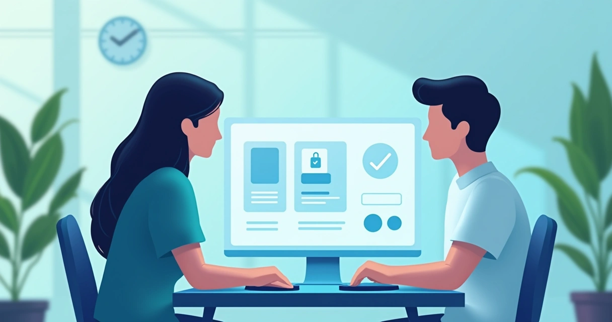 Profissional e cliente em ambiente digital seguro 