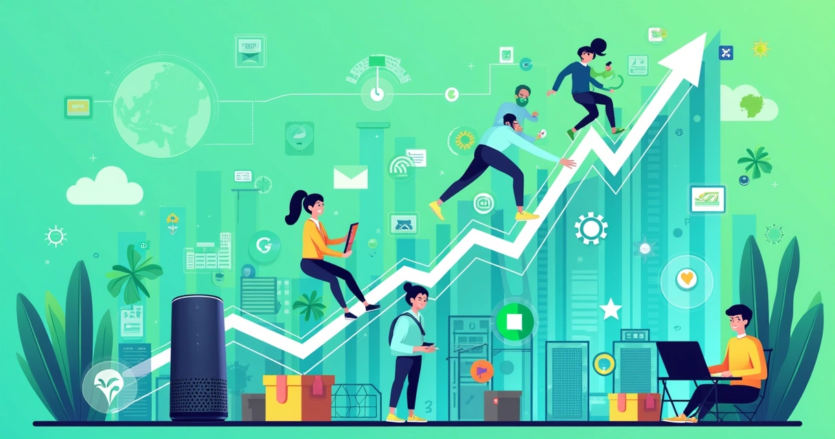 Gráfico mostrando crescimento do dropshipping e tendências tecnológicas em 2025 