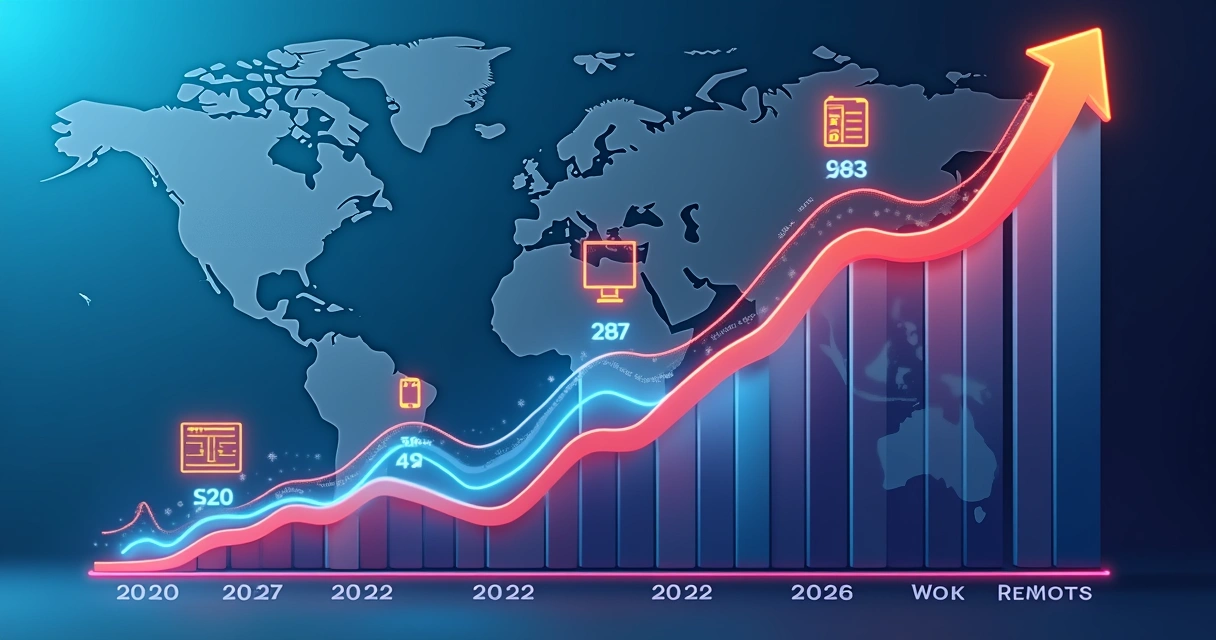 Gráfico colorido mostrando tendência de crescimento do mercado 