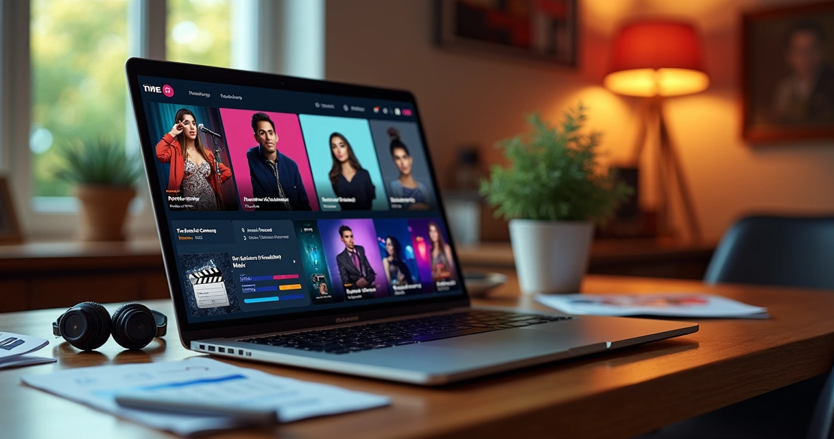 Notebook mostrando mercado de entretenimento online