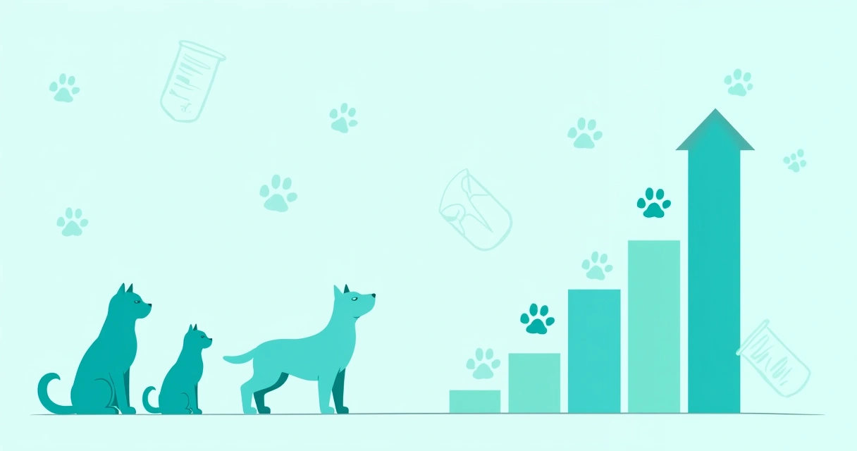Gráfico animado ilustrando crescimento do mercado de exames veterinários