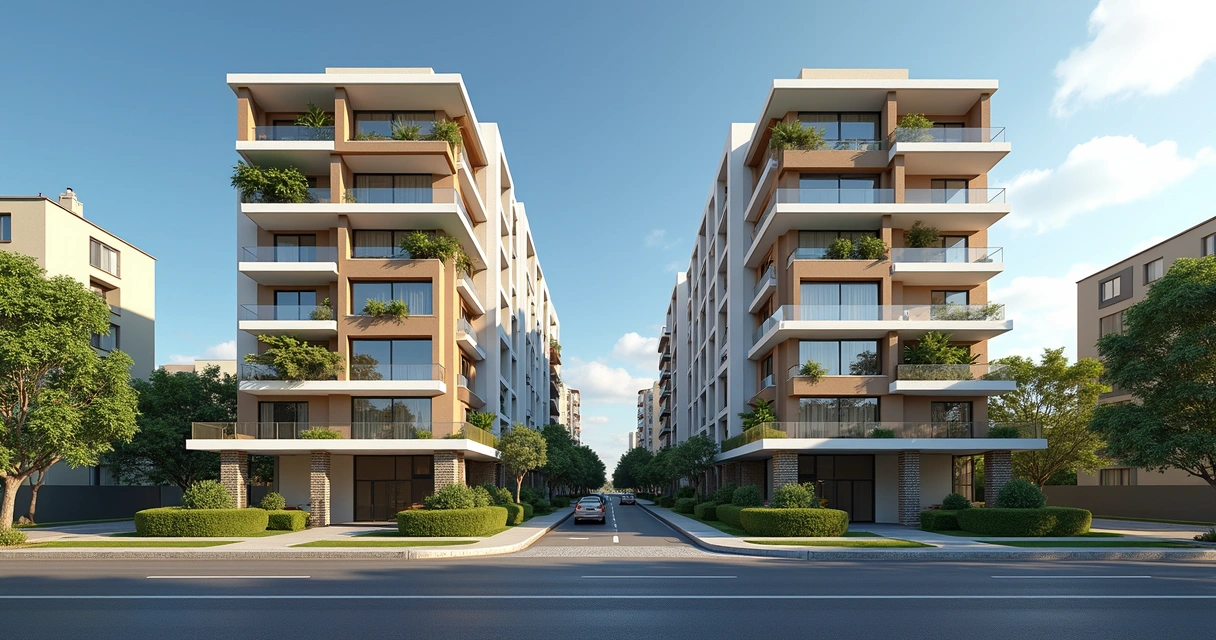 Comparação de imóveis residenciais em uma grande cidade brasileira, com destaques para diferentes características de apartamentos lado a lado, como varanda, garagem e proximidade do metrô