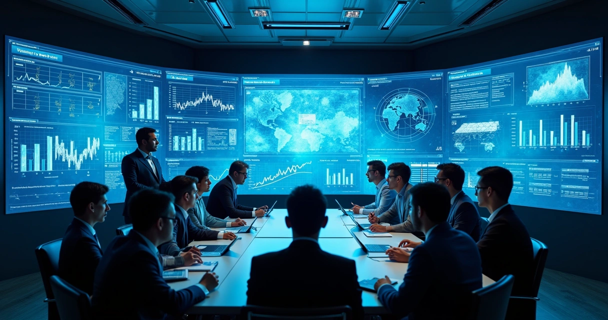 Executivos avaliando gráficos digitais de compliance 