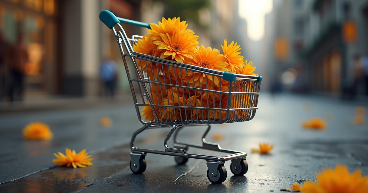 Comparação de frete grátis no Mercado Livre e Shopee com carrinhos de compras digitais e etiquetas de preço 