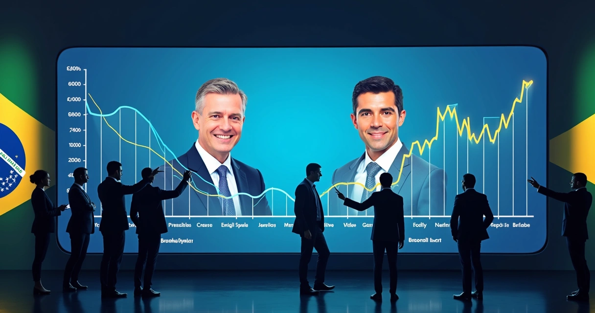 Previsão de resultado de eleição em tela digital com gráfico de votos 