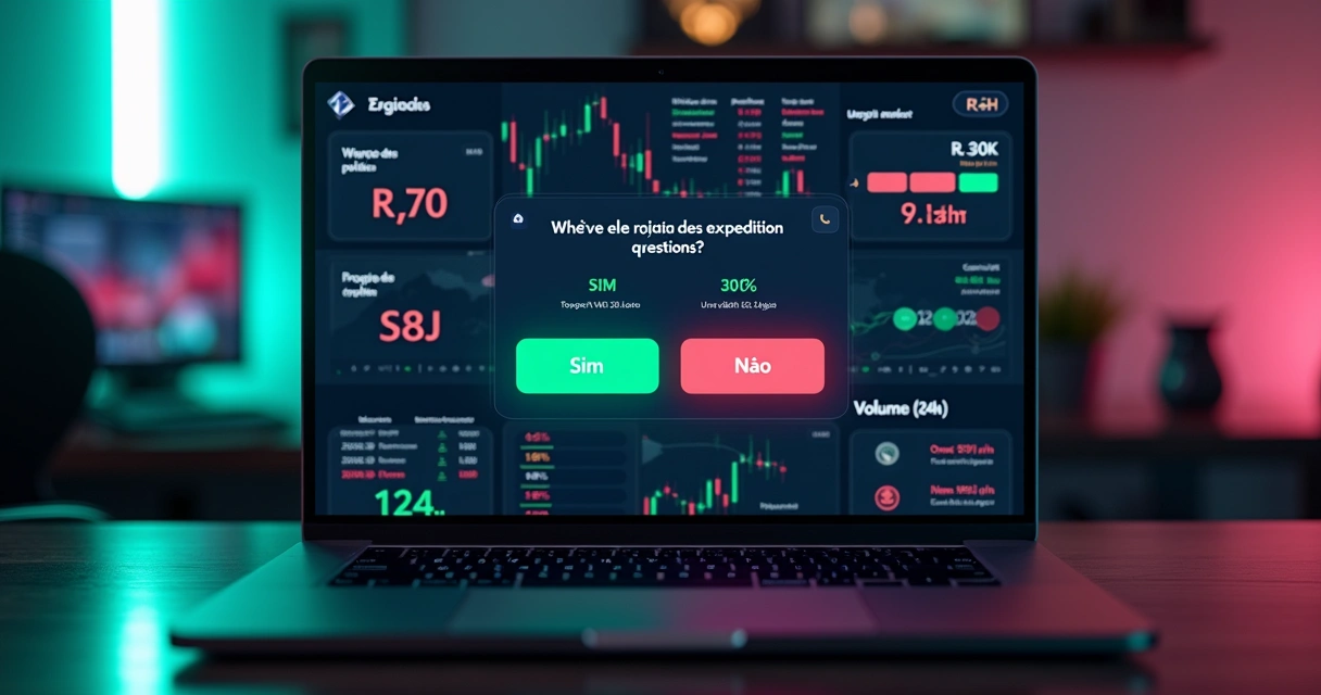 Tela de mercado de previsão cripto com opções Sim e Não em destaque 