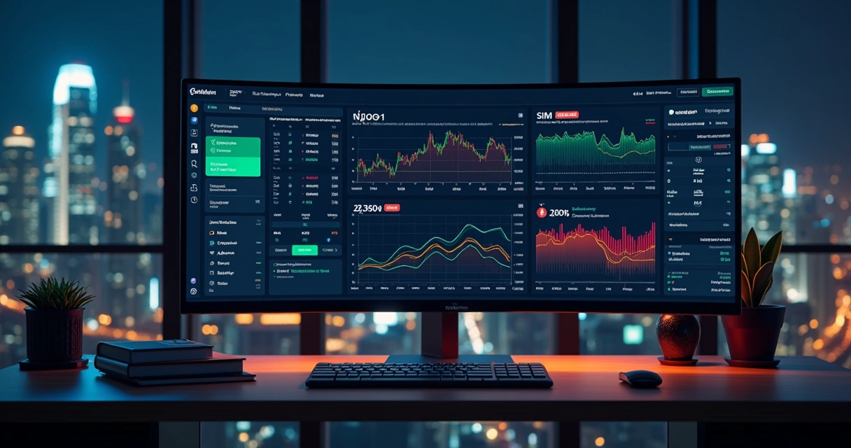 Tela de plataforma de mercado de previsões com gráficos e contratos binários Sim e Não 