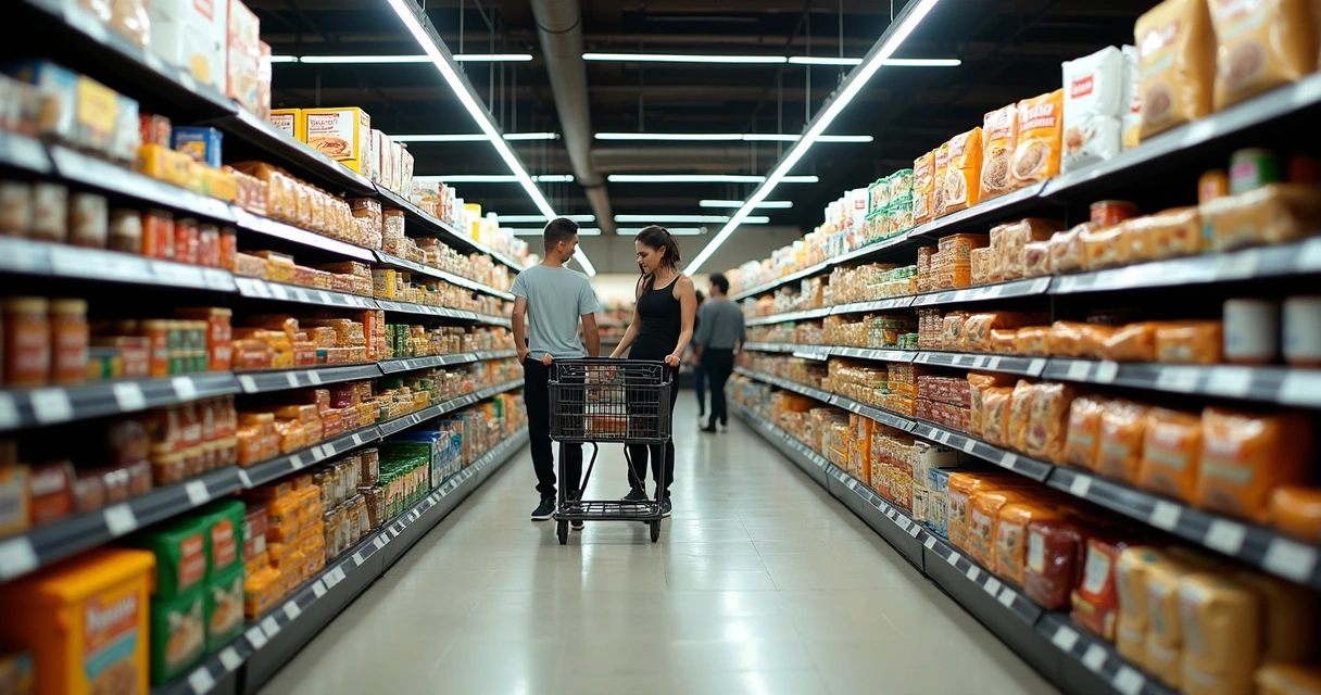 Produtos brasileiros em prateleira de supermercado nos EUA 