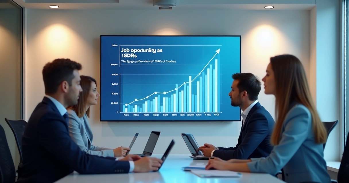 O que um SDR faz: funções, ferramentas e impacto nas vendas 7 Gráfico de crescimento do mercado de SDR em tela e equipes em discussão