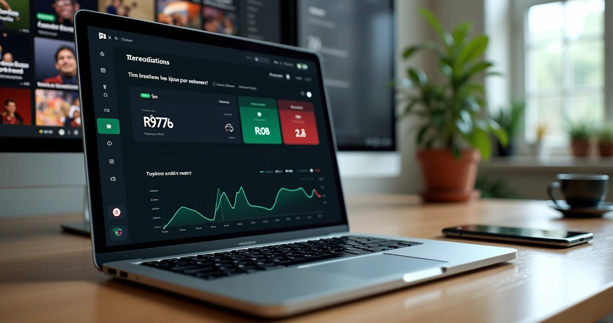Tela com gráficos e botões Sim e Não em plataforma de previsões online 