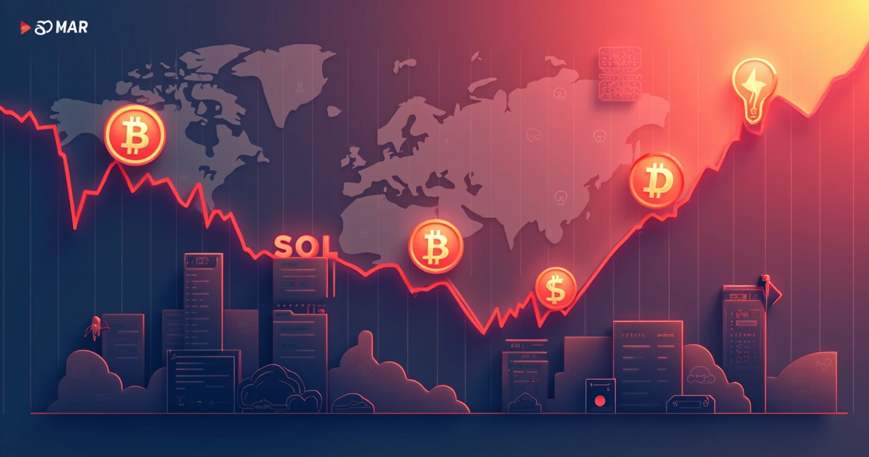 Gráfico mostrando a queda do preço do SOL e volatilidade em outros ativos. 