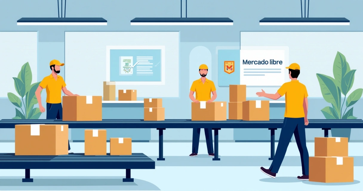 Mercadorias sendo embaladas e preparadas para entrega em centro logístico