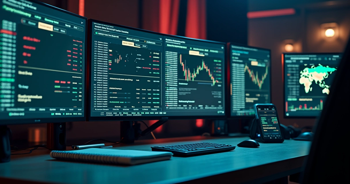 Tela de negociação de contratos de eventos com gráficos e dados econômicos em destaque 