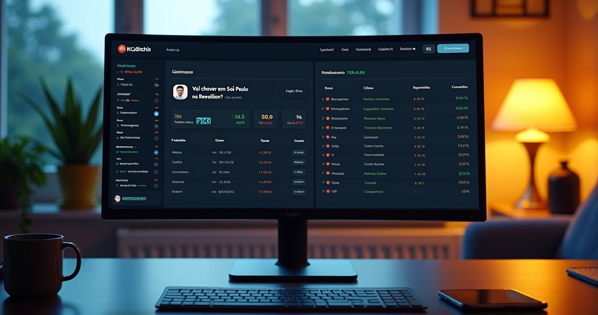 Tela de computador com gráficos de previsões em contratos de sim e não 