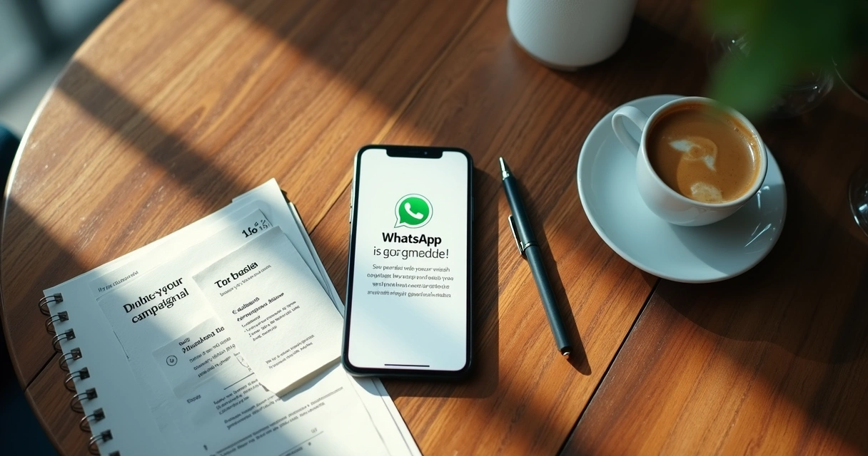 Mesa de madeira com celular e recibos ao lado