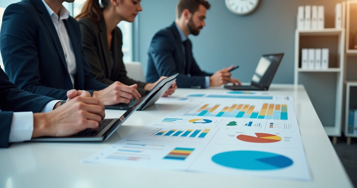 Mesa de trabalho com dados e relatórios de crédito 