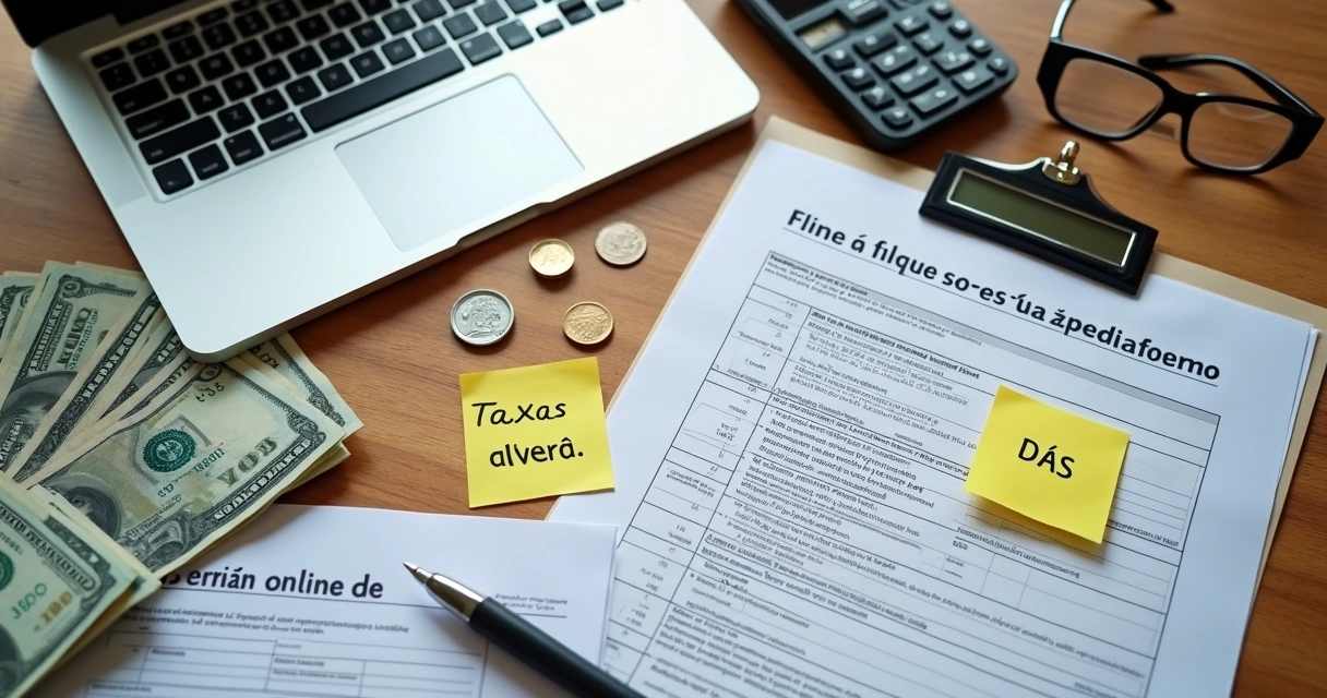 Mesa com documentos e valores necessários para abrir CNPJ 