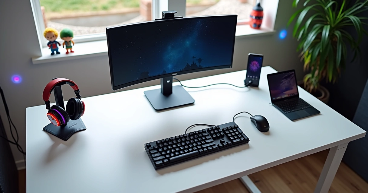 Mesa ergonômica ajustável com acessórios personalizados integrados 