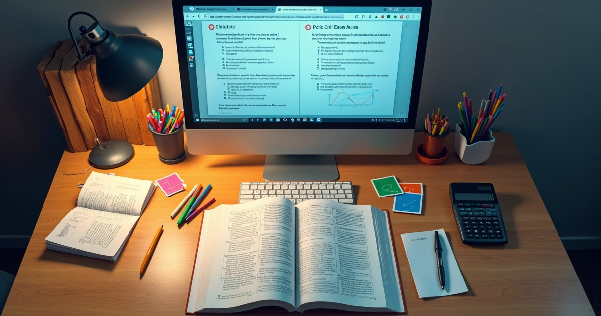 Mesa de estudos com materiais de contabilidade para concursos policiais 