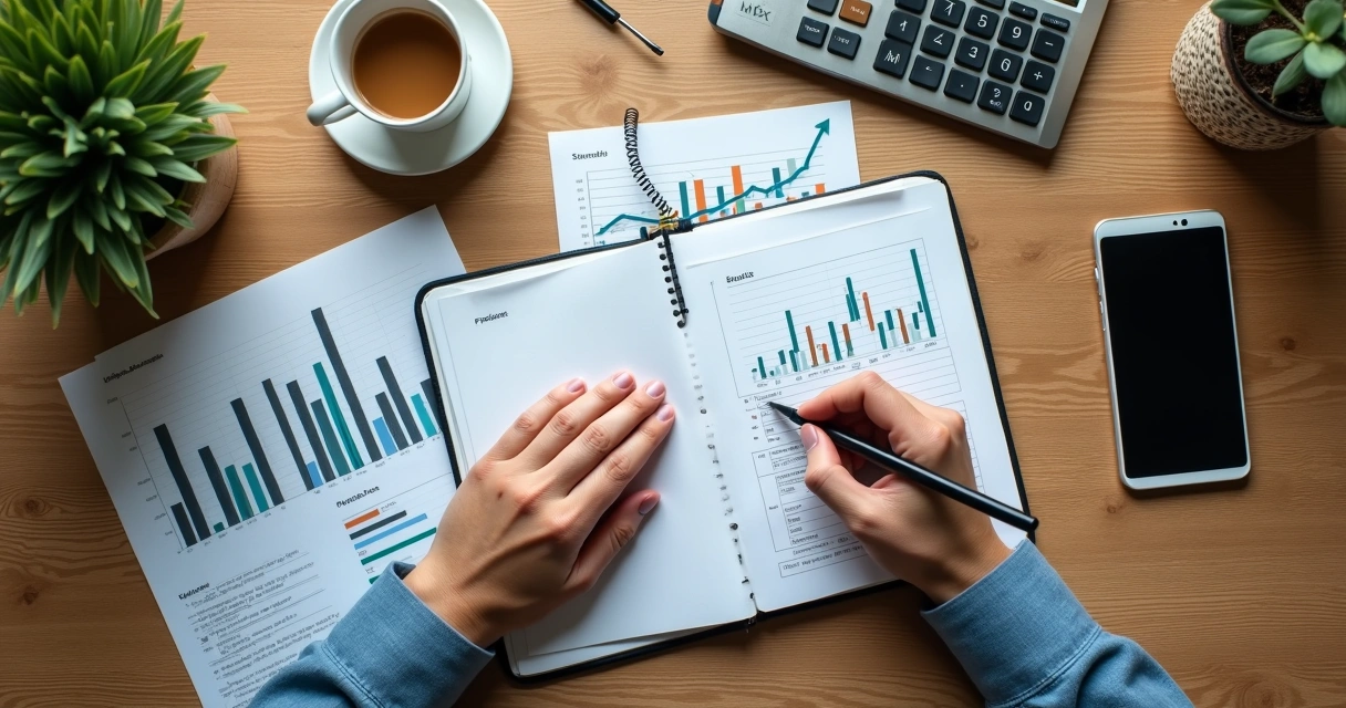 Pessoa refletindo sobre finanças com caneta e caderno 