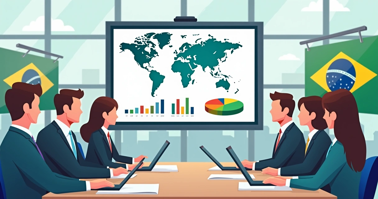 Mesa de executivos de empresas discutindo estratégias comerciais